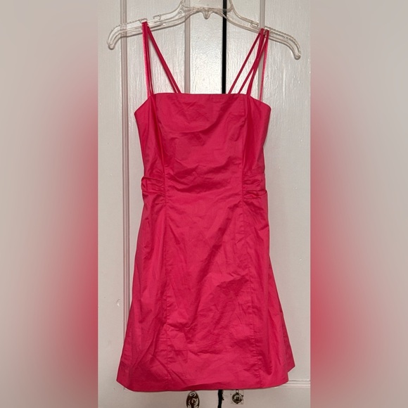 FRAME Tie Back Mini Dress in Hot Pink - Picture 7 of 10